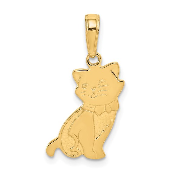 14k Yellow Gold Sitting Cat Pendant